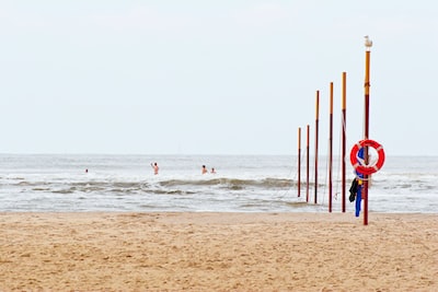 Beach on Langeook, a german north sea islanbd on a cloudy day.